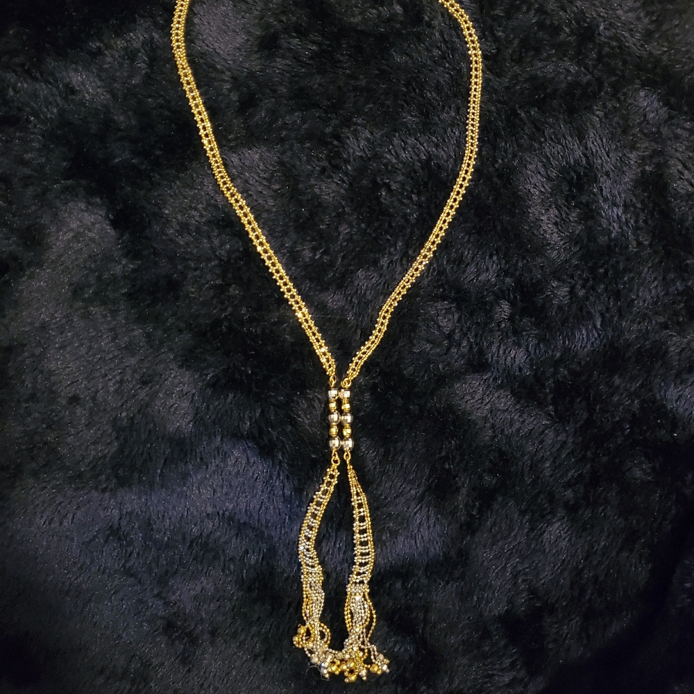 14K Yellow and White Gold Magnetic Lariat Necklace